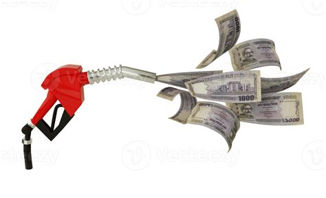 3d rendering of 1000 Bangladeshi taka notes coming out from fuel pump ...