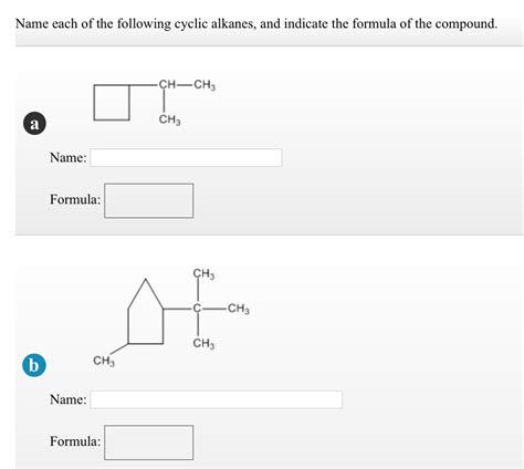 Solved Name Each Of The Following Cyclic Alkanes And Chegg