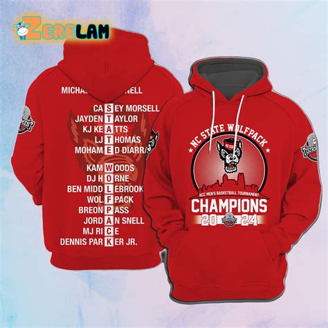 Nc State 2024 Acc Mens Basketball Tournament Champions Hoodie Zerelam