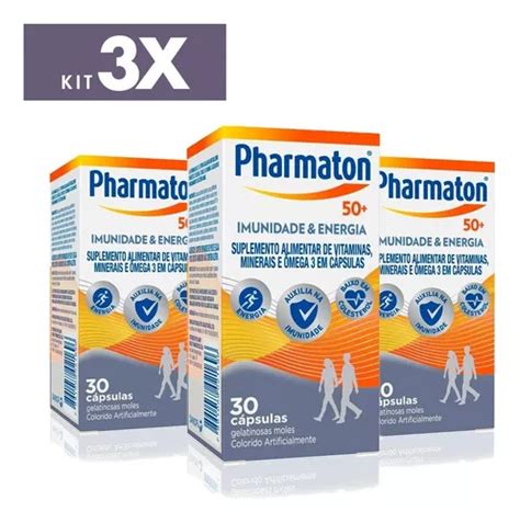 Kit 3x Pharmaton 50 C 30 Cáps Vitaminas Minerais Omega 3