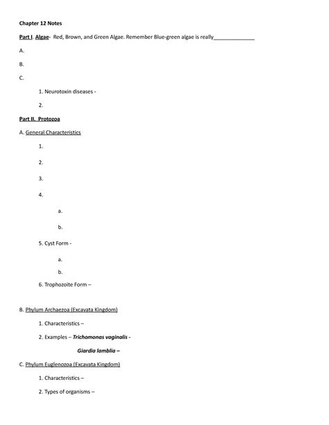 Chapter 12 Outline Exam 3 Chapter 12 Notes Part I Algae Red Brown And Green Algae