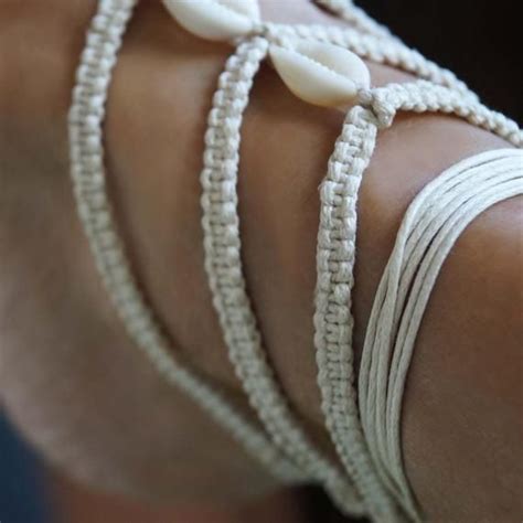 Cowrie Shell Barefoot Sandals Macrame Beach Wedding Shoes Etsy