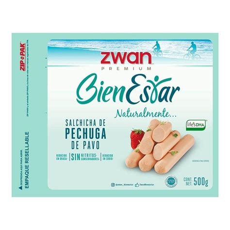 Salchicha De Pechuga De Pavo Zwan Premium Bienestar 500 G Walmart