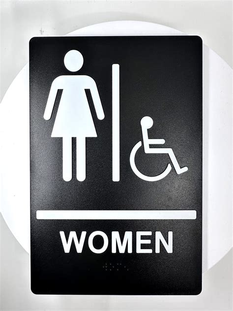 Signoptima™️ Ada Compliant Women Restroom Sign With Braille Wall Sig