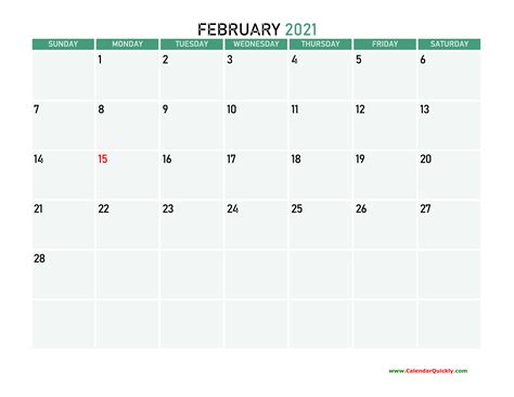 February 2021 Printable Calendar | Calendar Quickly