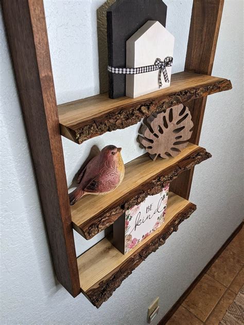 Rustic Hanging Ladder Shelf 1 2 Or 3 Shelves With Or Without Live