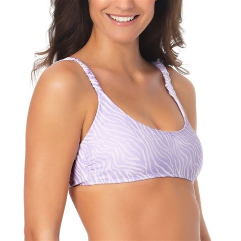 California Waves Juniors Smocked Strap Bikini Top Medium Lilac