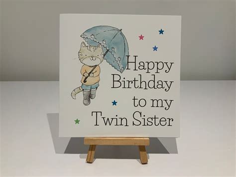 Twin Sister Birthday Card Happy Birthday Twin Sister Etsy Uk