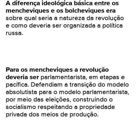 Quais Eram As Principais Divergências Entre Bolcheviques E Mencheviques - Descreva as principais diferenças entre os Bolcheviques e os ...