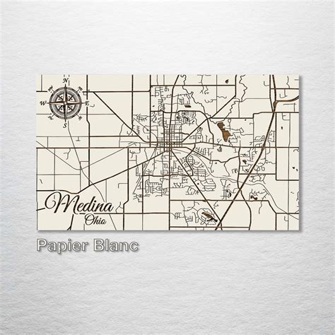 Medina, Ohio Street Map Wood Wall Art Wood Wall Map Wood Engraved Map ...