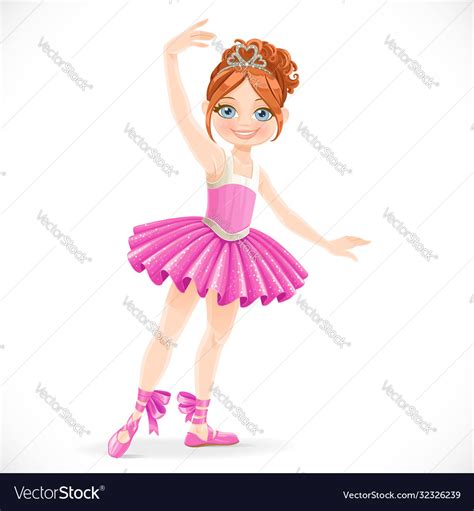 Cartoon ballerina girl in pink dress dancing Vector Image