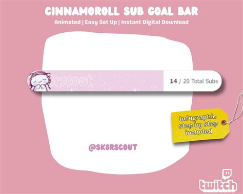 Animated Sub Goal Bar Kawaii Character Pink Goal Bar Widget ...