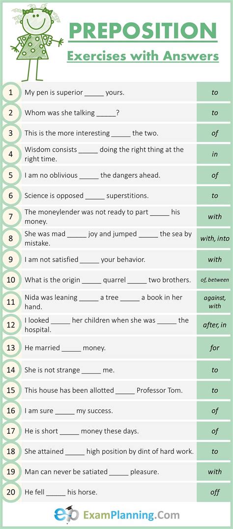 Preposition English Grammar Exercises