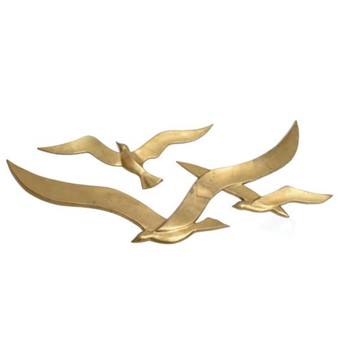 Brass Wall Hanging Seagull Sculpture, 2 pieces | Chairish