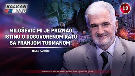 INTERVJU Milan Paroški Milošević mi je priznao istinu o dogovorenom