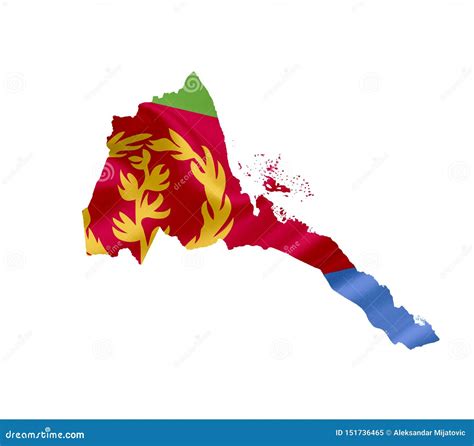 Map Of Eritrea With Waving Flag Isolated On White Stock Illustration