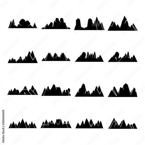 mountain range silhouette vector illustration set Stock Vector | Adobe Stock