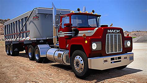 MACK R Model Stone Hauling Benson End Dump Trailer ATS American