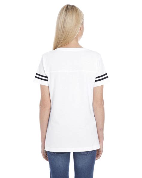 Lat 3537 Ladies Football V Neck Fine Jersey Tee