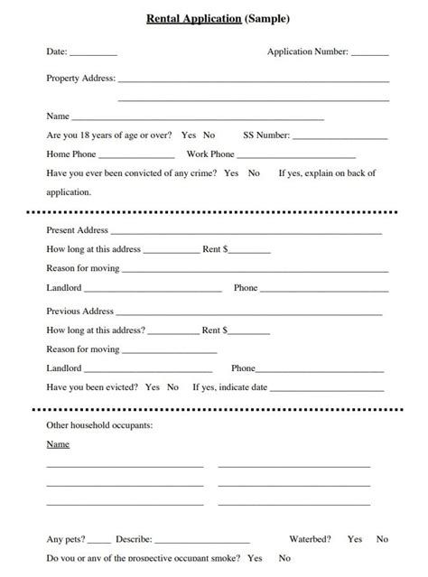 Basic Rental Application Form Template Pdf Word Download