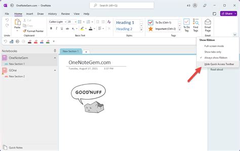 How To Restore The Old Quick Access Toolbar To Top Of Onenote 2021 Main Window Office Onenote