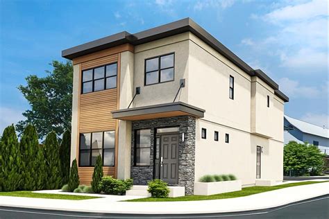 1100 Square Foot Modern Duplex House Plan With Upper Level Bedrooms: MG ...