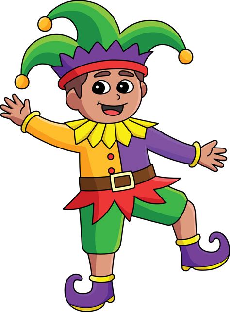 Mardi Gras Jester Boy Cartoon Colored Clipart 19943250 Vector Art At