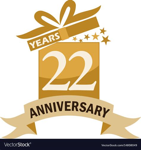 22 Years T Box Ribbon Anniversary Royalty Free Vector