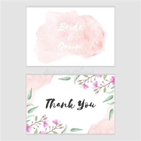 Watercolor Floral Thank You Card Template Stock Illustration