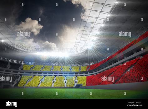 Belgium flag against football stadium with fans in white Stock Photo ...