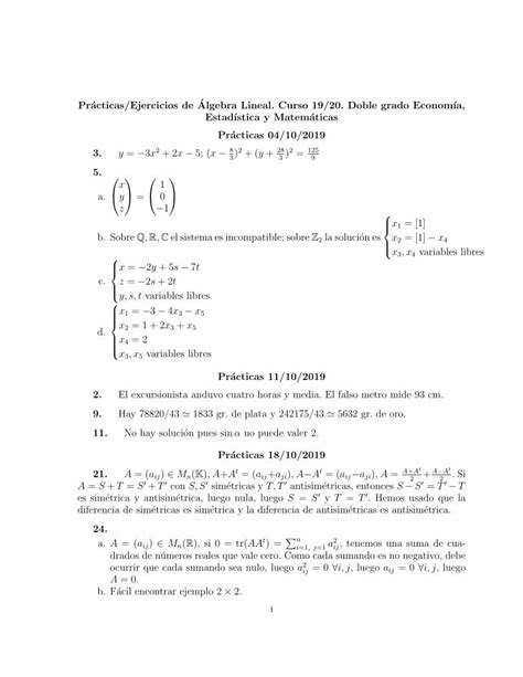 Pdf Pr Acticas Ejercicios De Algebra Lineal Curso Mpuente