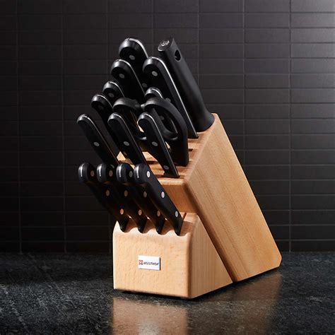 Wusthof Gourmet 16 Piece Natural Wood Knife Block Set Crate And Barrel