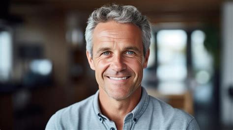 Premium Ai Image Middleaged Man Smiles At The Camera