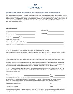 Fillable Online Outside Employment Form Outside Employment Form Fax