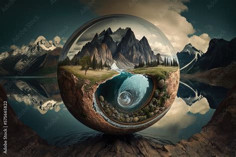 Nature in a sphere concept. Generative AI Stock Illustration | Adobe Stock