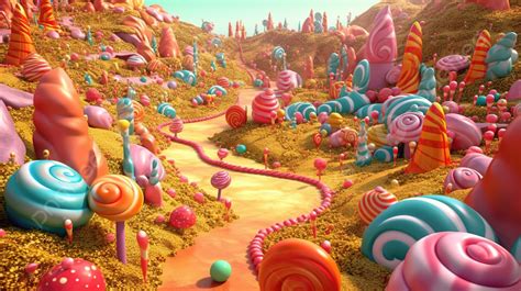 Cartoon Candy Land In 3d Rendered Glory Background, Candy Background ...