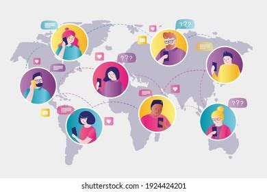 World Map Portraits Humans Multicultural People Stock Vector (Royalty ...