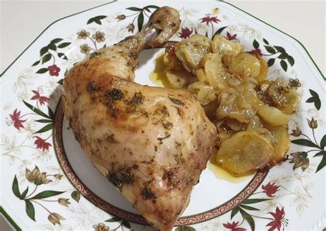 Cuartos Traseros De Pollo Al Horno Con Patatas Panaderas Receta De