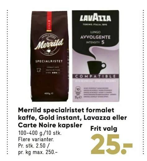 Merrild Specialristet Formalet Kaffe Gold Instant Lavazza Eller Carte