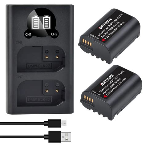 Batmax DMW BLK22 BLK22 2280mAh Battery LED USB Dual Charger For