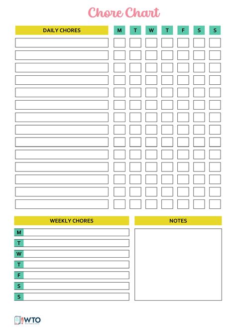 Free Printable Chore Charts For Adults Daily Weekly