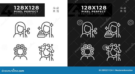 Collection Of Editable Pixel Perfect Haircare Icons Stock Illustration