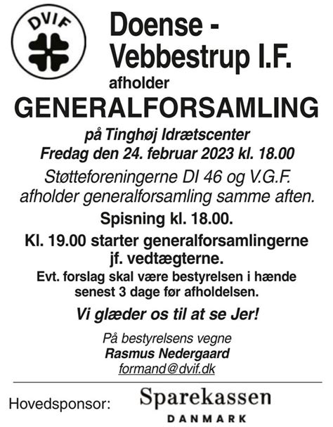 Indkaldelse Til Generalforsamling Dvif