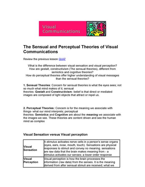 The Sensual And Perceptual Theories Of Visual Communications Sensual