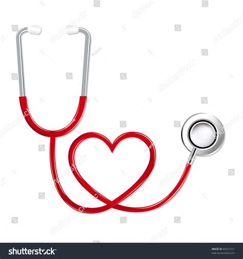 Stethoscope Shape Heart Isolated On White Stock Vector