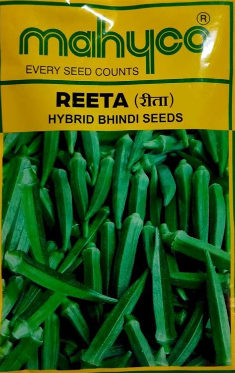 Green Mahyco Reeta Hybrid Lady Finger Seeds Packaging Type Packet