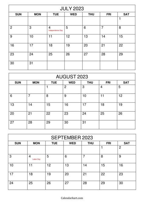 Two Month Calendars With The Dates For July And August On Each Side