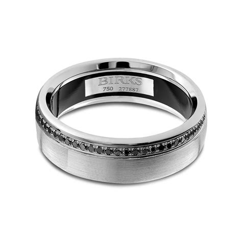 Birks Mens Bijoux Customizable 7mm White Gold And Black Diamond Wedding Band S Black Diamond