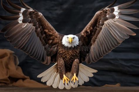 Bald Eagle with Wings Spread Wide in a Powerful Pose Stock Image ...