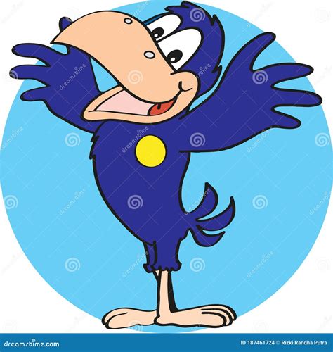 Vector High Quality Animated Cute Purple Woodpecker Stock Vector